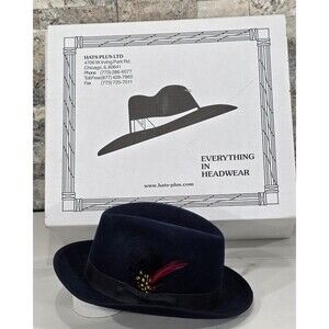 Stetson Whippet Felt Fedora Hat Pure Wool Navy Blue Men's 7 1/8 Made in USA
